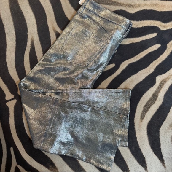 J Brand Leather Snake Embossed Pants Metallic Blue Straight Leg Size 30🌸 - Picture 8 of 16